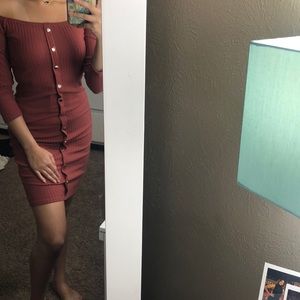 Off the shoulder button down dress!
